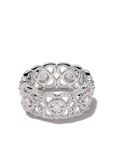 De Beers Women's Enchanted Lotus Diamond & 18k White Gold Band Ring