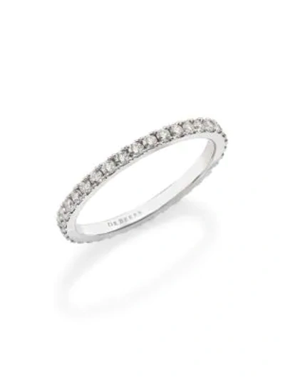De Beers Classic Platinum And 0.58ct Round-cut Diamond Wedding Ring In Silver