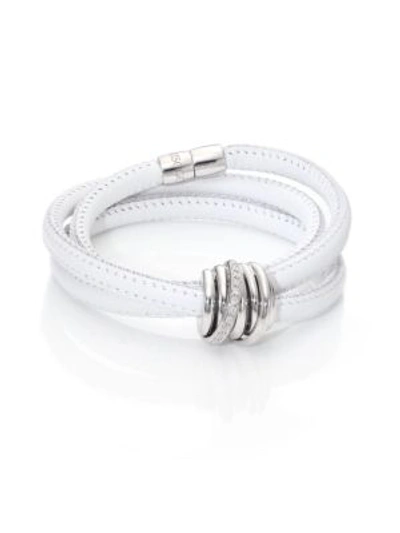 De Grisogono Women's Allegra Diamond, 18k White Gold & Leather Wrap Bracelet/white In White Gold White