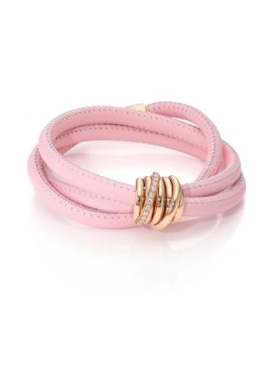 De Grisogono Allegra Diamond, 18k Rose Gold & Leather Wrap Bracelet/rosa In Rose Gold Rosa