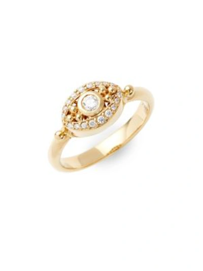 Temple St Clair Women's Mini Evil Eye Diamond & 18k Yellow Gold Ring