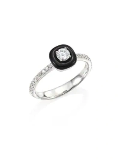 Nikos Koulis Women's Oui Diamond, Enamel & 18k White Gold Ring In White Gold Black
