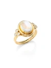 Temple St Clair Women's Classic Oval Diamond, Royal Blue Moonstone & 18k Yellow Gold Ring