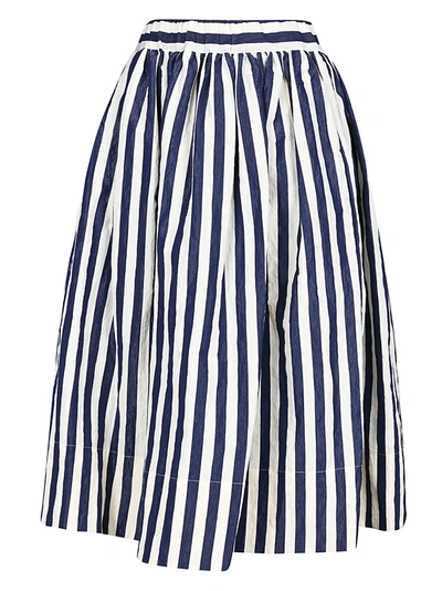 Apuntob Cotton Striped Midi Skirt In Blue