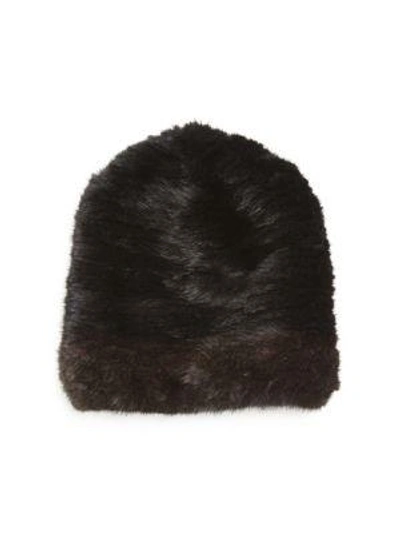 The Fur Salon Mink Fur Hat In Black/mahogany