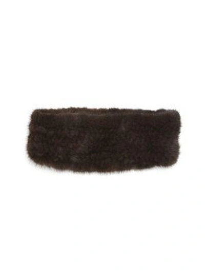 The Fur Salon Mink Fur Headband In Mahogany