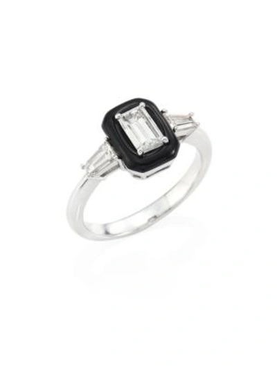 Nikos Koulis Women's Oui Diamond, Enamel & 18k White Gold Ring In Silver