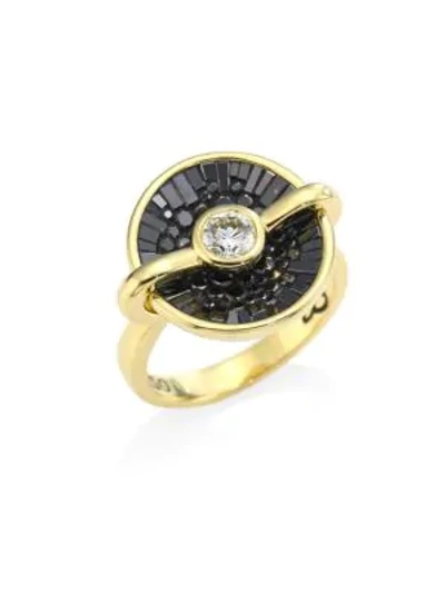 Plevé Women's Opus Black Diamond & 18k Yellow Gold Round Ring In Gold Black