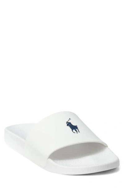 Ralph Lauren Signature Pony Slide In White