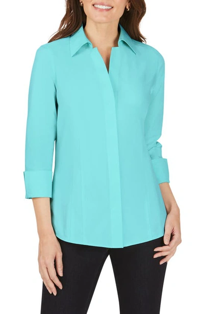 Foxcroft Taylor Fitted Non-iron Shirt In Turquoise Tide
