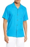 Tommy Bahama Tropic Isle Short Sleeve Button-up Silk Camp Shirt In Ocean Line