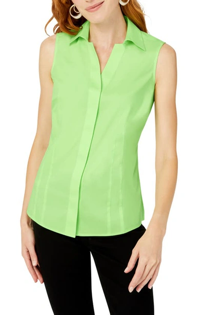 Foxcroft Taylor Non-iron Sleeveless Shirt In Sweet Kiwi