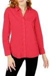 Foxcroft Kylie Non-iron Cotton Button-up Shirt In Watermelon