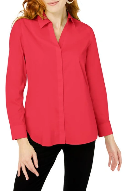 Foxcroft Kylie Non-iron Cotton Button-up Shirt In Watermelon