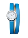 Baume & Mercier Women's Petite Promesse Diamond, Stainless Steel & Wraparound Leather Strap Watch In White/blue