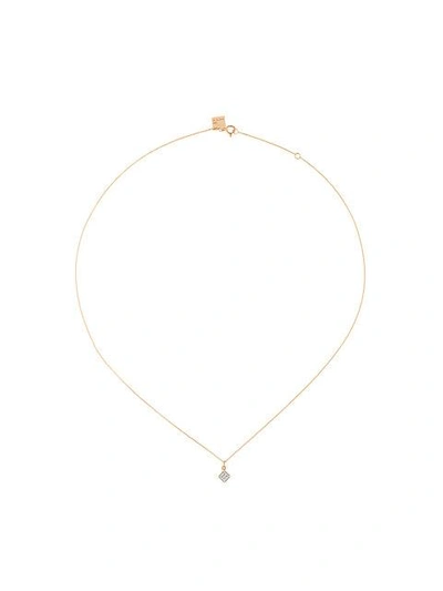 Ginette 18kt Rose Gold Ever Square Mini Diamond Necklace In Metallic