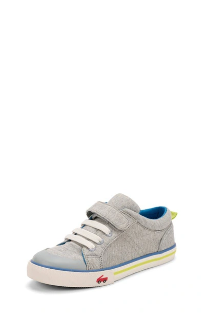 See Kai Run Kids' Tanner Sneaker In Gray Jersey/ Lime