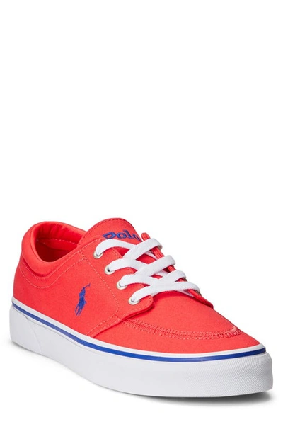 Polo Ralph Lauren Faxon X Canvas Logo Sneakers In Tomato