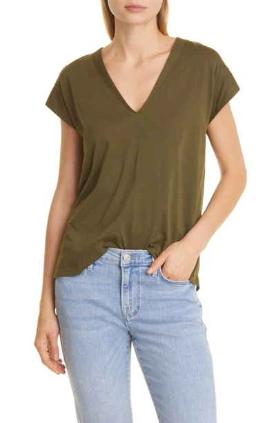 Frame Le Mid Rise V-neck Tee In Fatigue