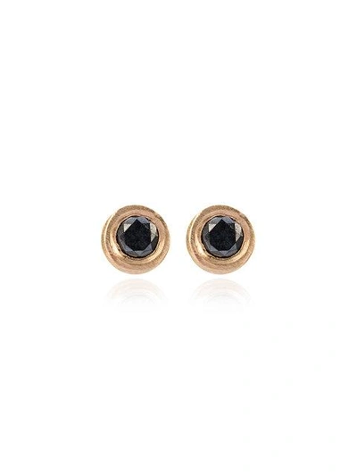 Jelena Behrend Bullet Tube And Diamond Stud Earrings - Black