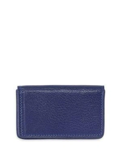 Graphic Image Magnetic Leather Card Case In Indigo