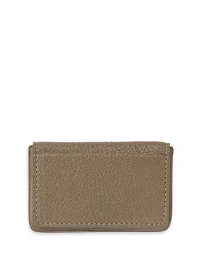 Graphic Image Magnetic Leather Card Case In Taupe