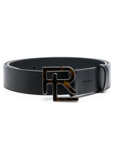 Ralph Lauren Navy Rl Logo Belt In Black