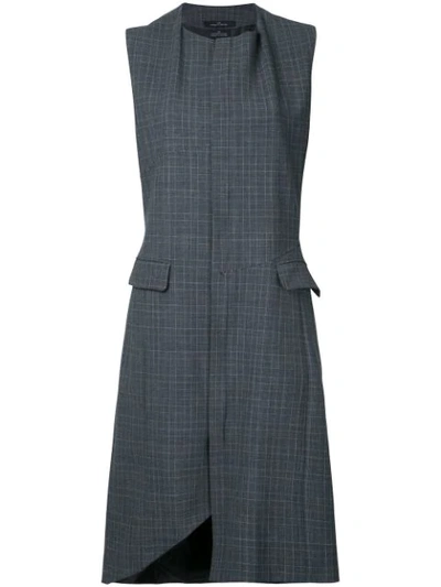 Rokh Glen-check Asymmetric Dress In Grey
