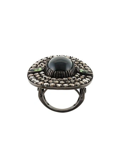 Monan Stone Diamond Ring In Black