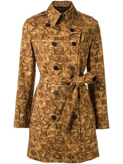 Andrea Marques All-over Print Trench Coat - Brown