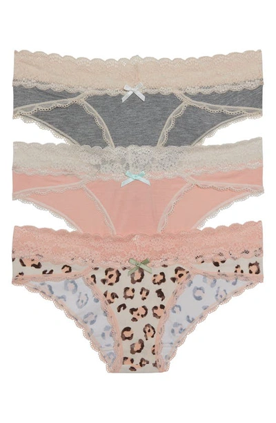 Honeydew Intimates Ahna 3-pack Hipster Panties In Heatgry/georg/clmlpd