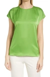 Halogen Cap Sleeve Satin Blouse In Green Foliage