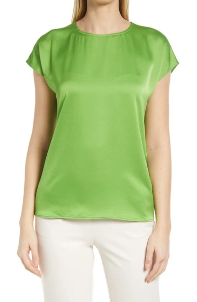 Halogen Cap Sleeve Satin Blouse In Green Foliage
