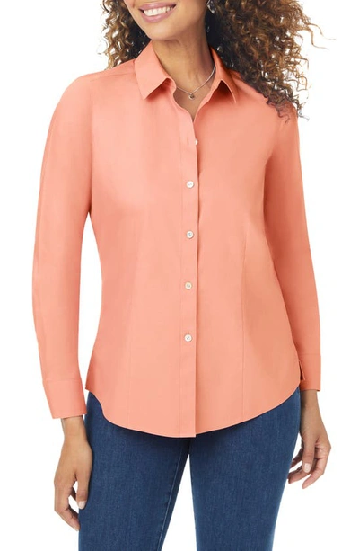 Foxcroft Dianna Non-iron Cotton Shirt In Peach Sorbet