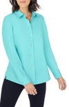 Foxcroft Dianna Non-iron Cotton Shirt In Turquoise Tide