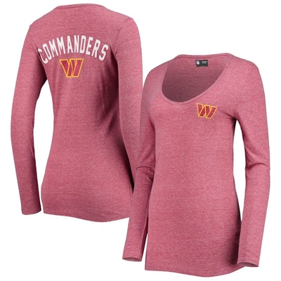 New Era Burgundy Washington Commanders Scoop Neck Tri-blend Long Sleeve T-shirt