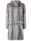 Liska Midi Zipped Coat In Grey