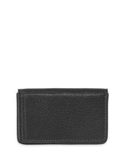 Graphic Image Magnetic Leather Card Case In Black