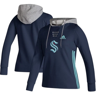Adidas Originals Adidas Deep Sea Blue Seattle Kraken Skate Lace Aeroready Pullover Hoodie