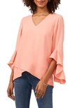 Vince Camuto Flutter Sleeve Tunic In Canyon Coral