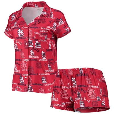Concepts Sport Women's  Red St. Louis Cardinals Flagship Allover Print Top And Shorts Sleep Set