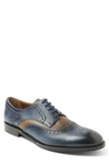 Bruno Magli Men's Atillio Lace Up Wingtip Blucher Oxford Dress Shoes In Blue/cognac