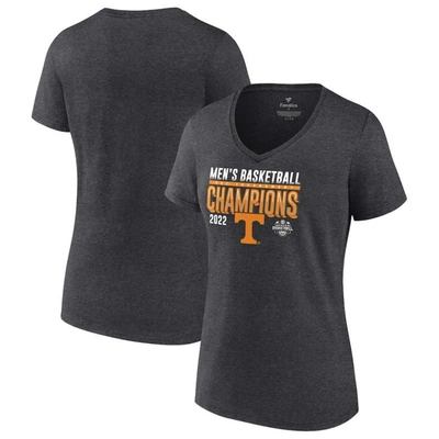 Fanatics Basketball Conference Tournament Champions Locker Room V-neck T-shirt In Heathered Charcoal