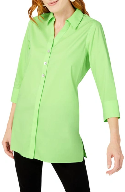 Foxcroft Pamela Stretch Button-up Tunic In Sweet Kiwi