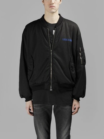 Ring Men's Bomber Jacket Less Cool Embroidery In Black