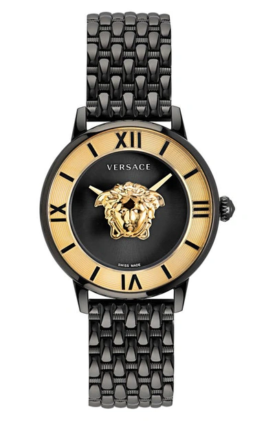 Versace La Medusa Watch With Bracelet Strap, Black Ip