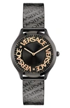 Versace Logo Halo Watch, Female, Black, One Size
