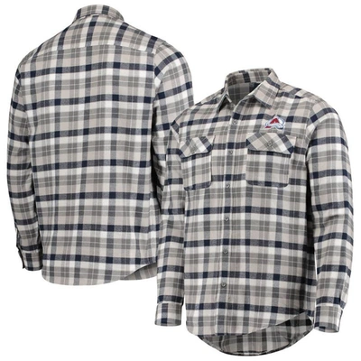 Antigua Navy/gray Colorado Avalanche Ease Plaid Button-up Long Sleeve Shirt