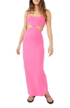 Free People Piper Sleeveless Cutout Midi Dress In Fuschia