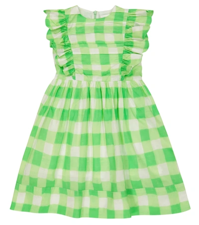 Morley Kids' Breeze Checked Ruffled Cotton Dress In Green